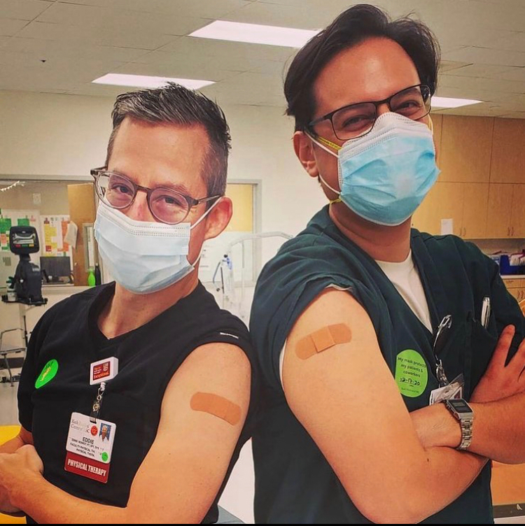 Health care workers who have been vaccinated.