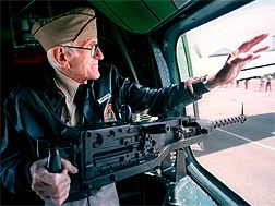 Louis Zamperini in cockpit