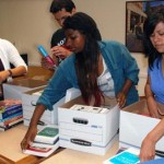 Books collected by USC Dornsife students for Japan libraries.