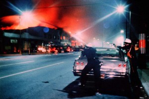 The National Guard advances during the Los Angeles riots. (Photo/©Lawrence Schiller. All photographs courtesy of Fahey Klein in Los Angeles, CA)