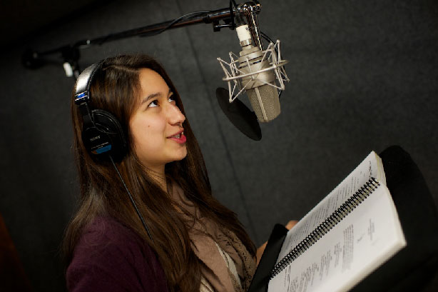 USC senior Grace Dewson in voice-over class