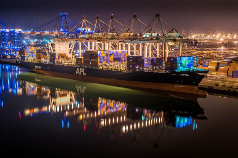 Containers shipboard at the Port of LA