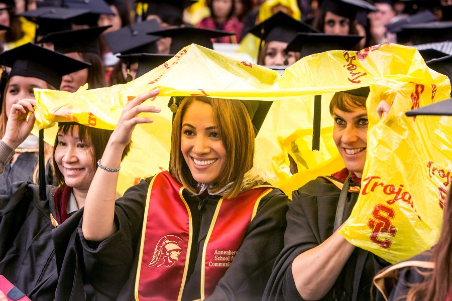 USC commencement photos: Rainy Trojans