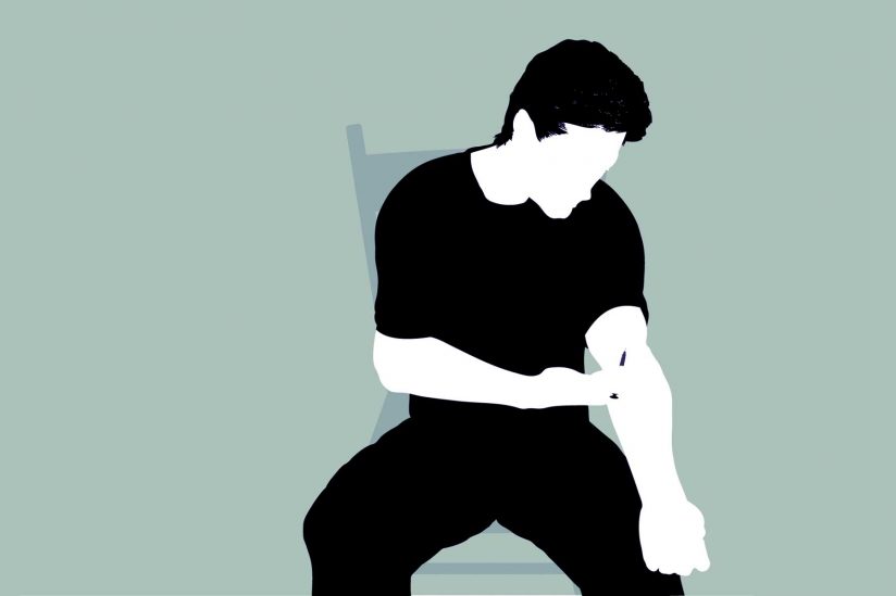 illustration of person injecting arm