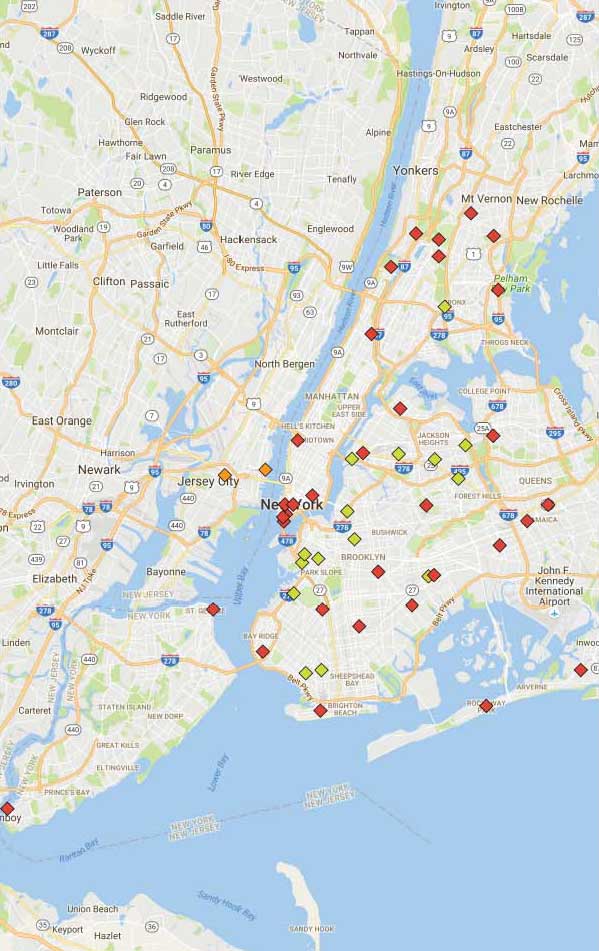 map showing stops that Krieger photographed