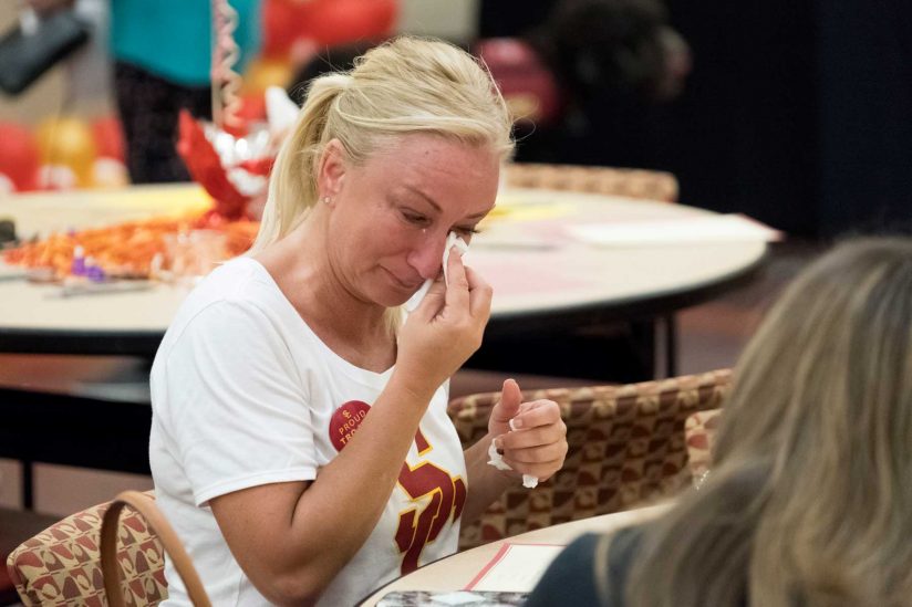 Ann Ilibasic cries while writing letter