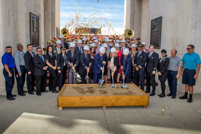 USC President C. L. Max Nikias leads ceremonial groundbreaking at the Los Angeles Memorial Coliseum