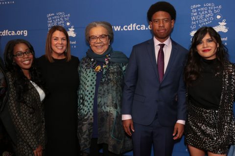 USC Mork Family Scholar Jacqueline Martinez with Children’s Defense Fund founder Marian Wright Edelman and other scholars