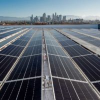 Solar panels atop Galen Center at USC
