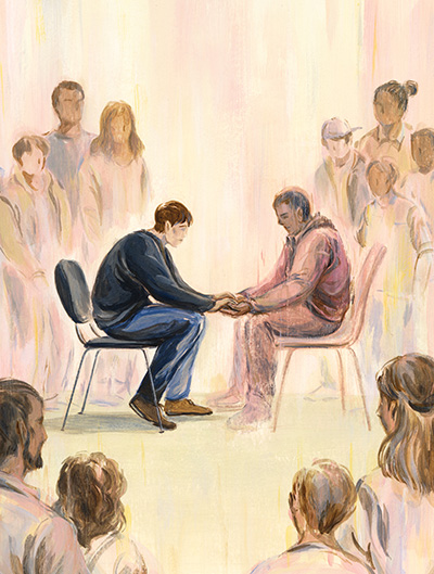 two men reaching understanding