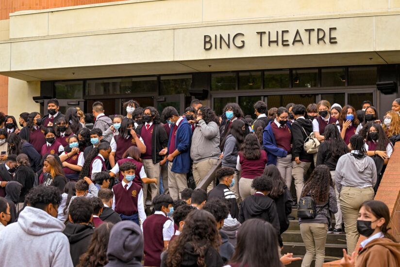 Into the Woods: Students wait outside theater